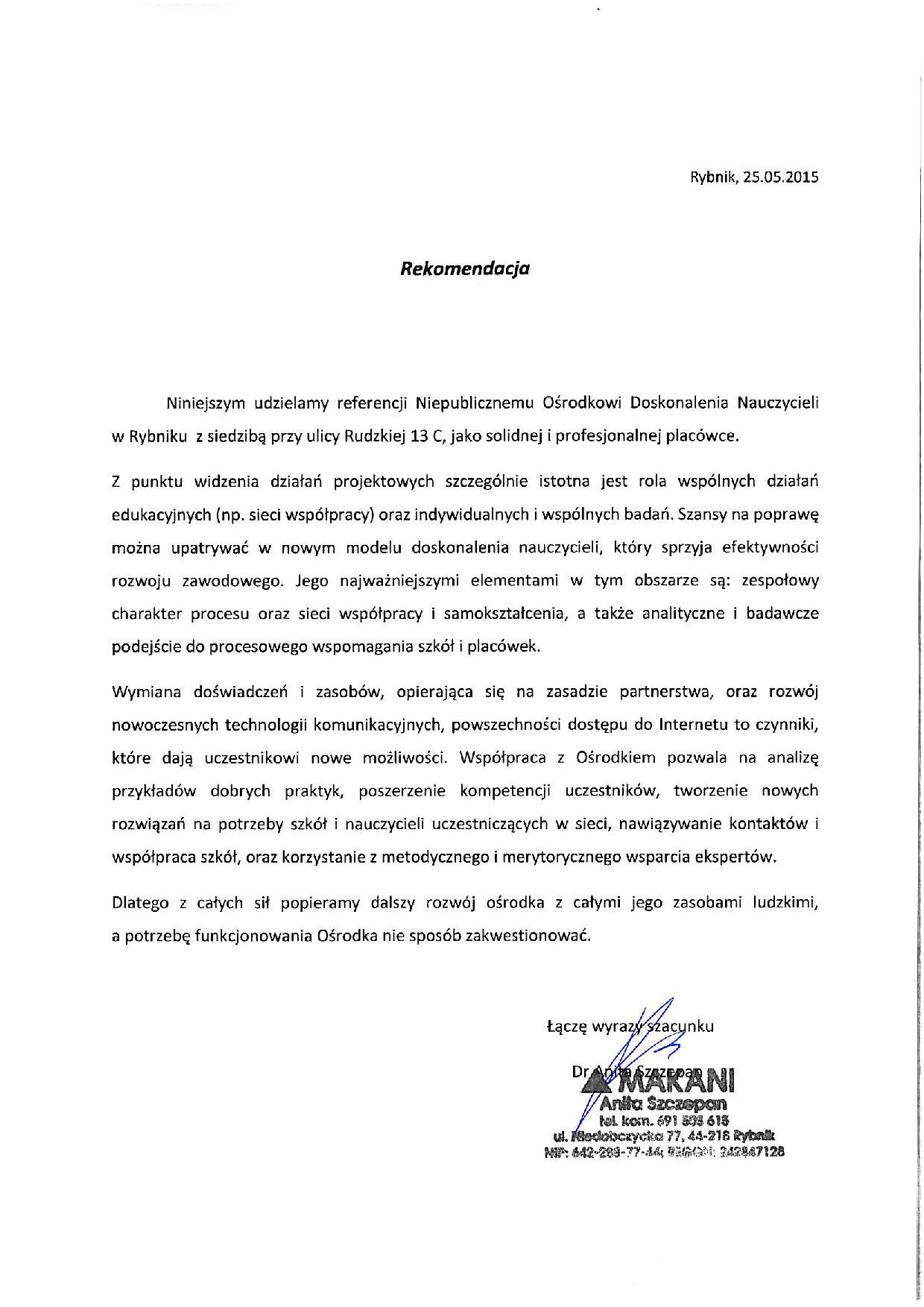 Rekomendacja NODN